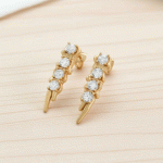 Aretes Topos Linea de Brillo Bañados en Oro