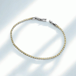 Pulsera Tennis con Circones Amarillos Bañada en Plata