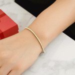 Pulsera Tennis con Circones Amarillos Bañada en Plata - Imagen 2