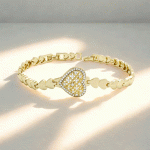 Pulsera Corazón con Circones Bañada en Oro