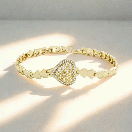 Pulsera Corazón con Circones Bañada en Oro