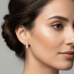 Aretes Topos Linea de Brillo Bañados en Oro - Imagen 2