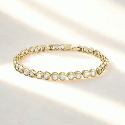 Pulsera Clásica de Circones Bañada en Oro