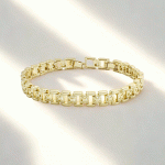 Pulsera Geométrica de Eslabones Bañada en Oro
