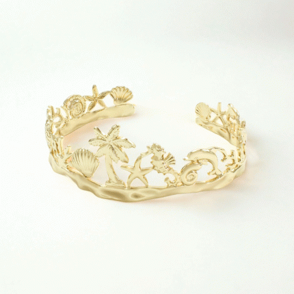 Pulsera Verano Dorado con Motivos Marinos Bañada en Oro