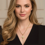 Cadena Crucifijo Clásico con Detalles Brillantes Bañada en Oro - Imagen 2