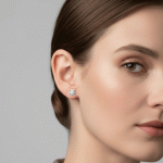 Aretes Topos Cuadro de Brillo Bañados en Oro con Rhodium - Imagen 2