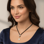 Collar Cordón Negro con Dije Dorado de Circones - Imagen 2