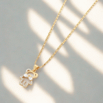 Cadena con Dije Osito Brillante Bañada en Oro