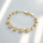 Pulsera de Esferas Texturadas Bañada en Oro