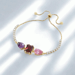 Pulsera Ajustable con Piedras de Colores Bañada en Oro