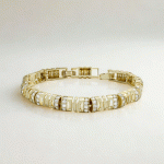 Pulsera de Enlaces con Detalles de Brillo Bañada en Oro