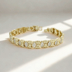 Pulsera de Enlaces Doble Lazo con Brillos Bañada en Oro