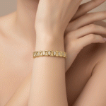 Pulsera de Enlaces Doble Lazo con Brillos Bañada en Oro - Imagen 2