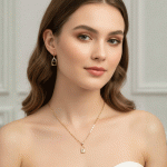 Juego de Cadena, Dije y Aretes Candado del Amor Bañado en Oro - Imagen 2