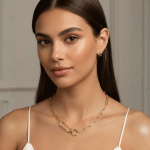 Juego de Collar y Argollas Huggies Eslabón Dorado Bañados en Oro - Imagen 2