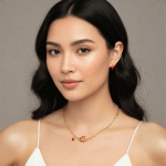 Juego de Collar y Aretes Estrella Roja Bañado en Oro - Imagen 2