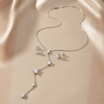 Juego de Collar y Aretes Brillo Celestial Bañado en Plata