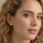 Aretes Topos Medianos Bañados en Oro - Imagen 2