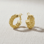 Argollas Trenzadas de Lujo Bañadas en Oro