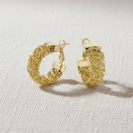 Argollas Trenzadas de Lujo Bañadas en Oro