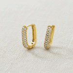 Argollas Huggies Line Brillante con Circones Bañadas en Oro