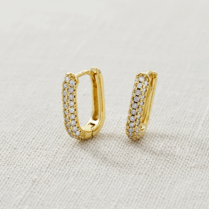 99 Argollas Huggies Line Brillante con Circones Bañadas en Oro - Imagen 1