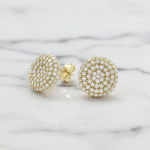 Aretes de Botón Cúpula "Pavé Brillante" con Baño de Oro