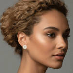 Aretes de Botón Cúpula "Pavé Brillante" con Baño de Oro - Imagen 2