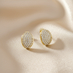 Aretes Ovalados Pavé en Baño de Oro con circones