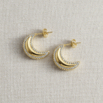 retes de Luna Creciente Bañados en Oro con Circones | Joyería Celestial