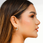 retes de Luna Creciente Bañados en Oro con Circones | Joyería Celestial - Imagen 2