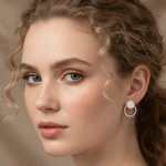 Aretes 'Luz de Luna' para Dama: Diseño Círculos con Nácar y Circones, Bañados en Oro - Imagen 2