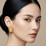 Aretes de Dama Florales con Textura y Perla Central, Baño de Oro de Lujo - Imagen 2