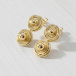 Aretes Tipo Espiral Concéntrico Bañados en Oro para Dama