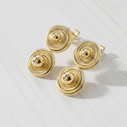Aretes Tipo Espiral Concéntrico Bañados en Oro para Dama