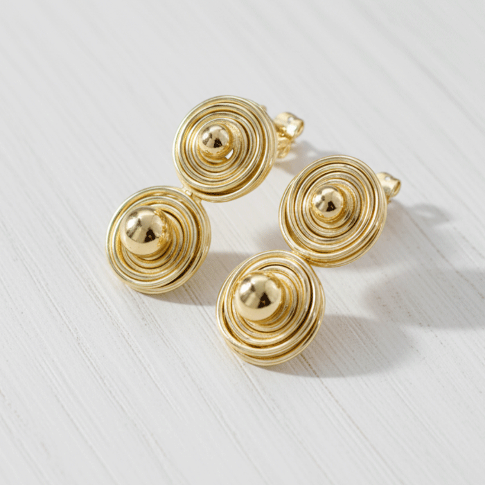 193 Aretes Tipo Espiral Concéntrico Bañados en Oro para Dama - Imagen 1