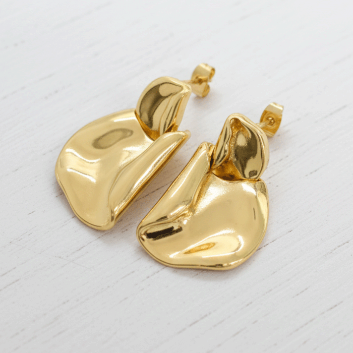 197 Aretes Orgánicos Bañados en Oro - Diseño Moderno y Elegante - Imagen 1