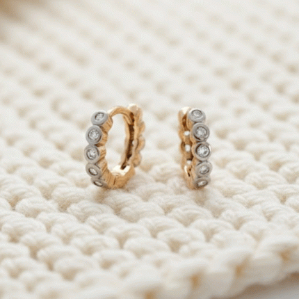 Argollas Huggies para Niñas Baño de Oro y Circones