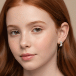 Argollas Huggies de Gatito Bicolor para Niñas - Baño en Oro con Circones Brillantes - Imagen 2