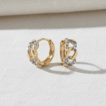 Argollas Huggies 'Eslabón Cadena' Delicado para Niñas - Baño en Oro con Circones