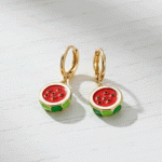 Aretes Tipo Huggies de Sandía 🍉 Bañados en Oro - ¡Diversión para Niñas!