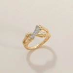 Anillo Bamboo Chic Bañado en Oro Italiano 24KT con Circones y Detalle en Oro Blanco