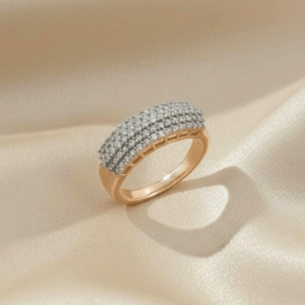 Anillo Multi Pavé Deluxe Bañado en Oro Italiano 24KT con Circones y Detalle en Oro Blanco