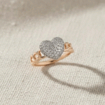 Anillo Heart Shine Bañado en Oro Italiano 24KT con Circones y Detalle en Oro Blanco