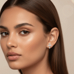 Aretes Ankh Bañados en Oro Italiano 24KT con Circones y Detalle en Oro Blanco - Imagen 2