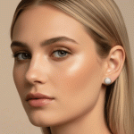 Aretes Redondos Pavé Bañados en Oro Italiano 24KT con Detalle en Oro Blanco - Imagen 2