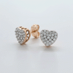 Aretes Corazón Pavé Glam en Oro Italiano 24KT con Baño de Oro Blanco