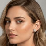 Aretes Corazón Pavé Glam en Oro Italiano 24KT con Baño de Oro Blanco - Imagen 2