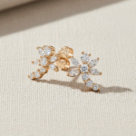 Aretes Libélula Brillante en Oro Italiano 24KT con Baño de Oro Blanco